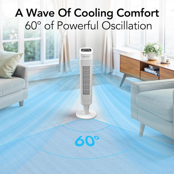 Comfort Zone 36” 3-Speed Oscillating Tower Fan with Remote Control