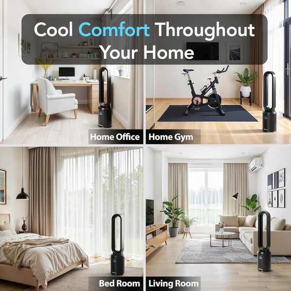 Comfort Zone 40” Bladeless Oscillating Tower Fan with Remote Control