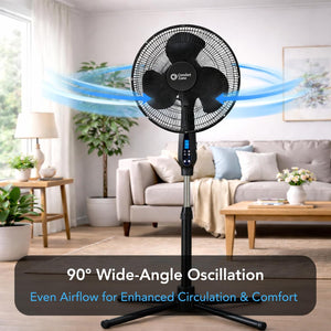 Comfort Zone 16" Oscillating Pedestal Fan with Remote Control