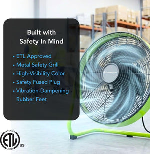 Comfort Zone 18-Inch High-Velocity Industrial Floor Fan