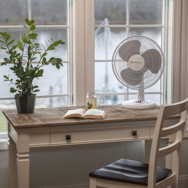 Comfort Zone 12" Oscillating Table Fan with Adjustable Tilt