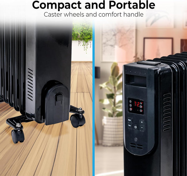Comfort Zone Electric Oil Filled Radiator Space Heater, Remote Control