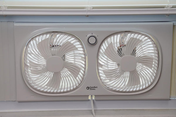Comfort Zone 9" 2-Speed Twin Window Fan with 180 Degree Rotating Fans