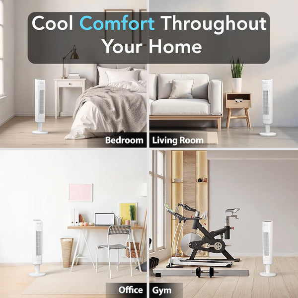 Comfort Zone 36” 3-Speed Oscillating Tower Fan with Remote Control