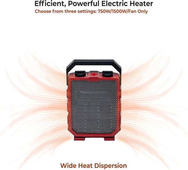 Comfort Zone Utility Space Heater with Foldable Handle