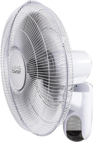 Comfort Zone 16" Oscillating Wall Mount Fan, 3-Speed , Wi-Fi , Timer, Tilt