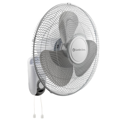 Comfort Zone 16" 3-Speed Oscillating Wall-Mount Fan in White