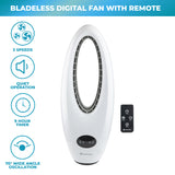 Comfort Zone 28" Oscillating Bladeless Tower Fan with Remote Control in White