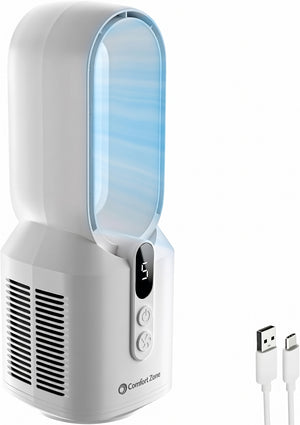 Comfort Zone 14" 5-Speed Rechargeable Bladeless Tabletop Fan
