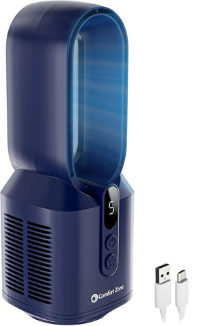 Comfort Zone 14" 5-Speed Rechargeable Bladeless Tabletop Fan