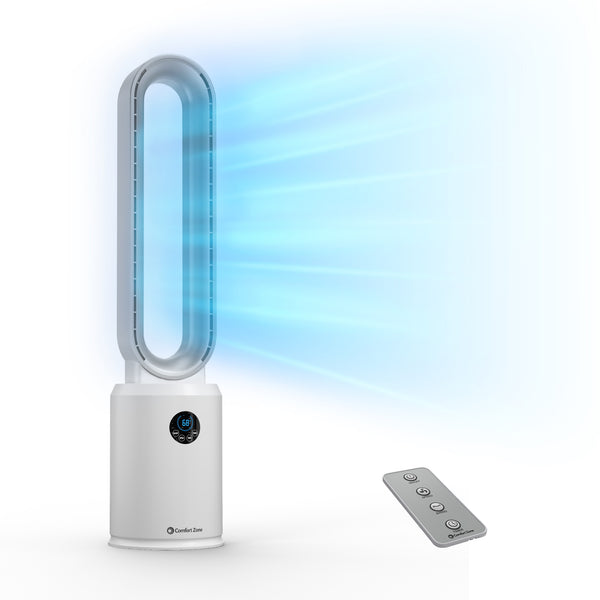 Comfort Zone 40” Bladeless Oscillating Tower Fan with Remote Control