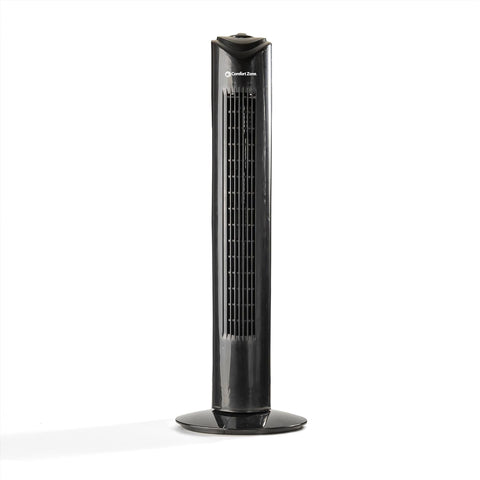 Comfort Zone 32" Oscillating Portable Tower Fan in Black