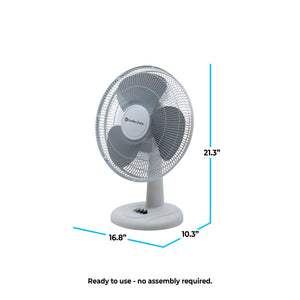 Comfort Zone 16" 3-Speed Oscillating Table Fan with Adjustable Tilt