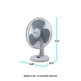 Comfort Zone 16" 3-Speed Oscillating Table Fan with Adjustable Tilt