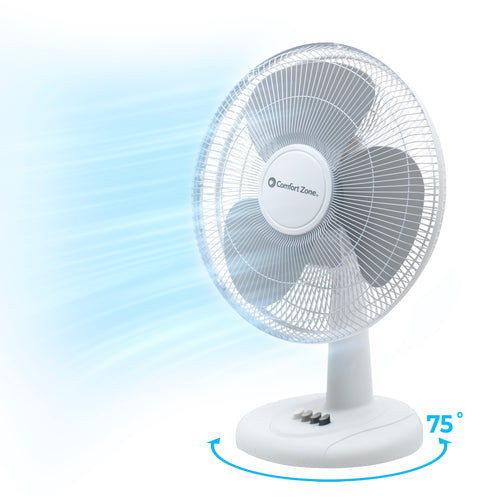 Comfort Zone 16" 3-Speed Oscillating Table Fan with Adjustable Tilt