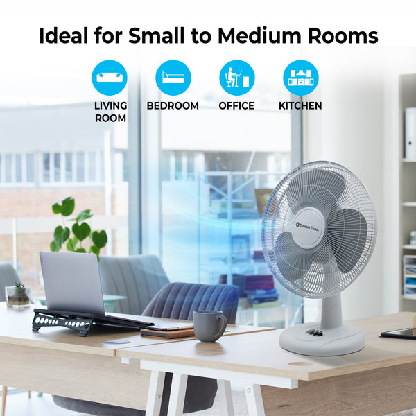 Comfort Zone 16" 3-Speed Oscillating Table Fan with Adjustable Tilt