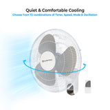Comfort Zone 16” 3-Speed Wall Mount Fan with Remote