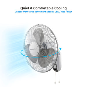 Comfort Zone 16" 3-Speed Oscillating Wall-Mount Fan