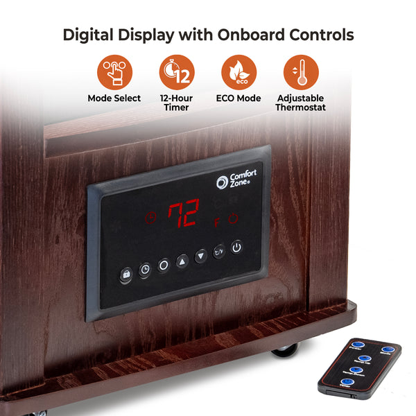 Comfort Zone Infrared Quartz Cabinet Heater with Remote Control