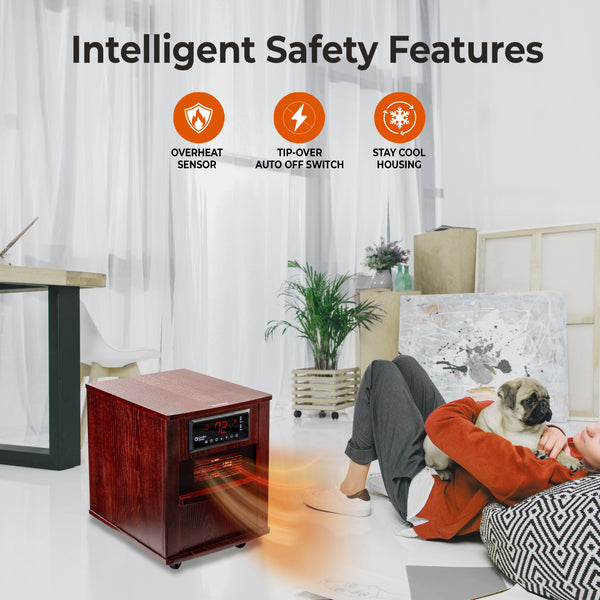 Comfort Zone Infrared Heater With Built-In USB Charging Ports and Remote Control