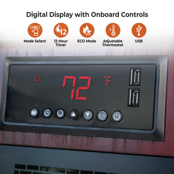 Comfort Zone Infrared Heater With Built-In USB Charging Ports and Remote Control