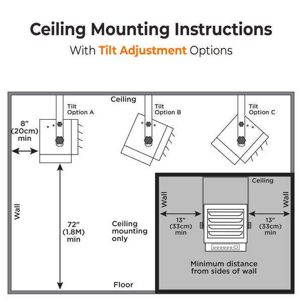 Comfort Zone 7,500W Digital Ceiling Mounted Space Heater with Remote, 240v