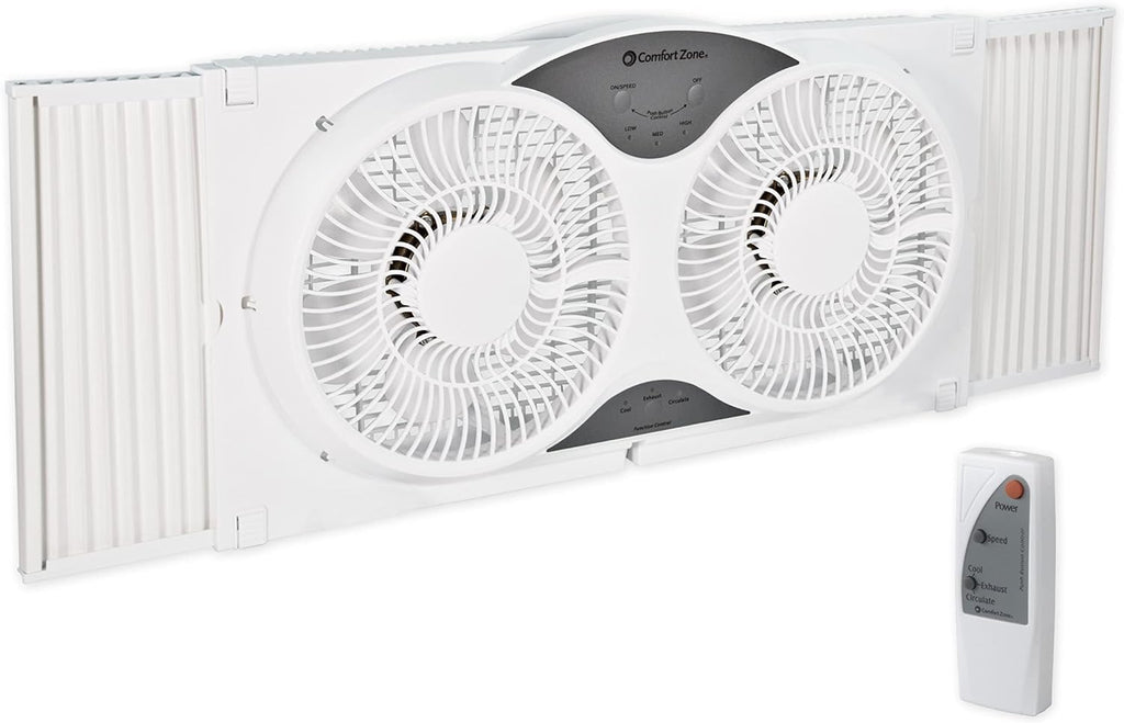 Comfort Zone 9" Twin Window Fan Reversible Airflow Control in Multiple Comfort Zone, Mr