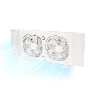 Comfort Zone 9" 2-Speed Twin Window Fan with 180 Degree Rotating Fans