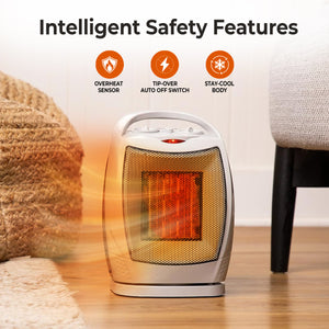Comfort Zone Oscillating Desktop Space Heater, 1,500W