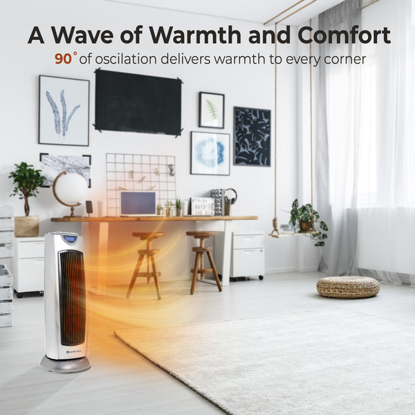 Comfort Zone Ceramic Oscillating Digital Tower Heater with Remote
