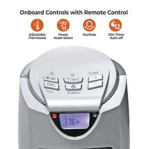 Comfort Zone Ceramic Oscillating Digital Tower Heater with Remote