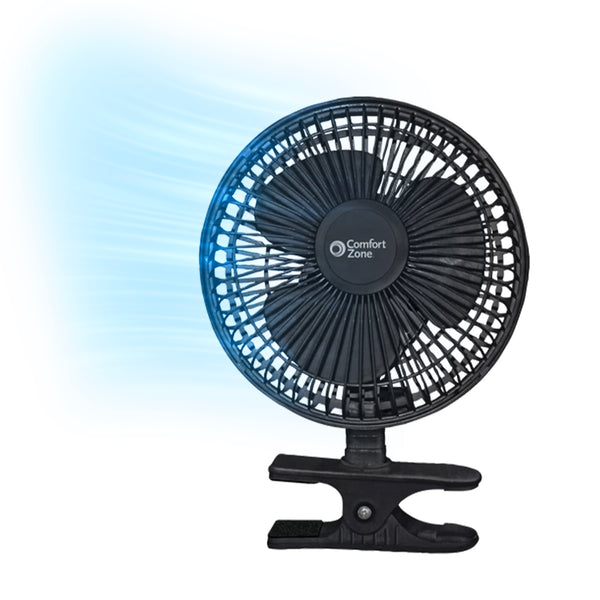 Comfort Zone 6” 2-Speed Desk Fan with Clip and Adjustable Tilt
