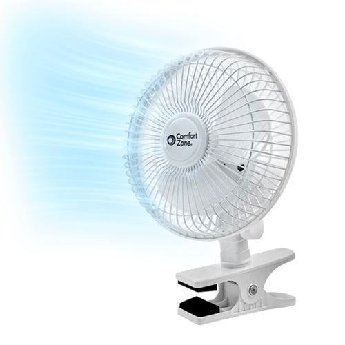 Comfort Zone 6” 2-Speed Desk Fan with Clip and Adjustable Tilt