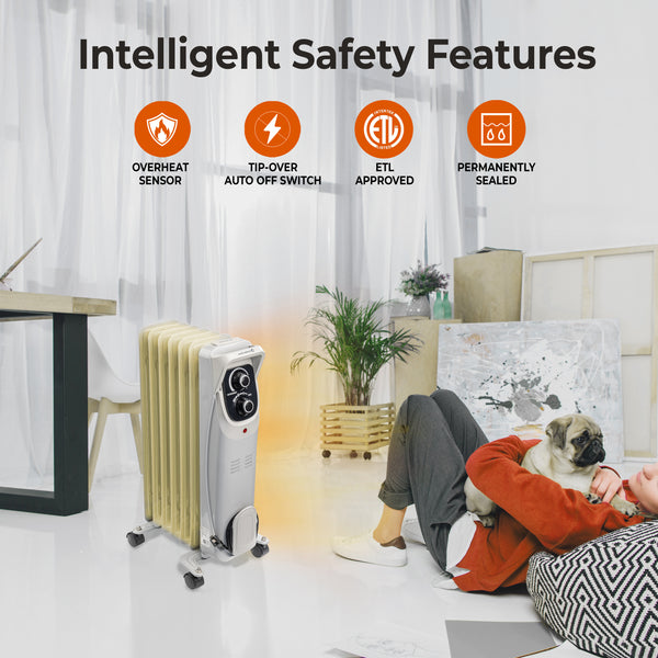 Comfort Zone Oil-Filled Deluxe Radiator Heater in Grey