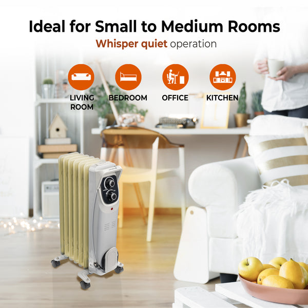 Comfort Zone Oil-Filled Deluxe Radiator Heater in Grey