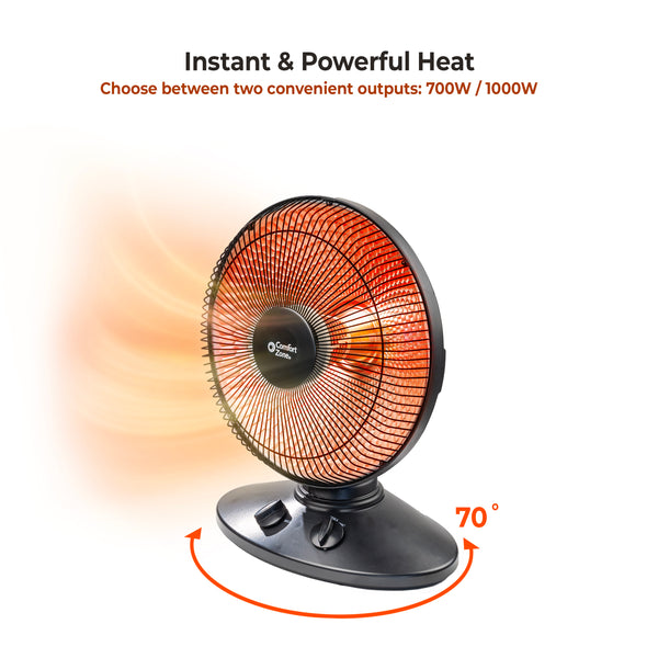 Comfort Zone Electric Oscillating Radiant Dish Heater with Adjustable Tilt