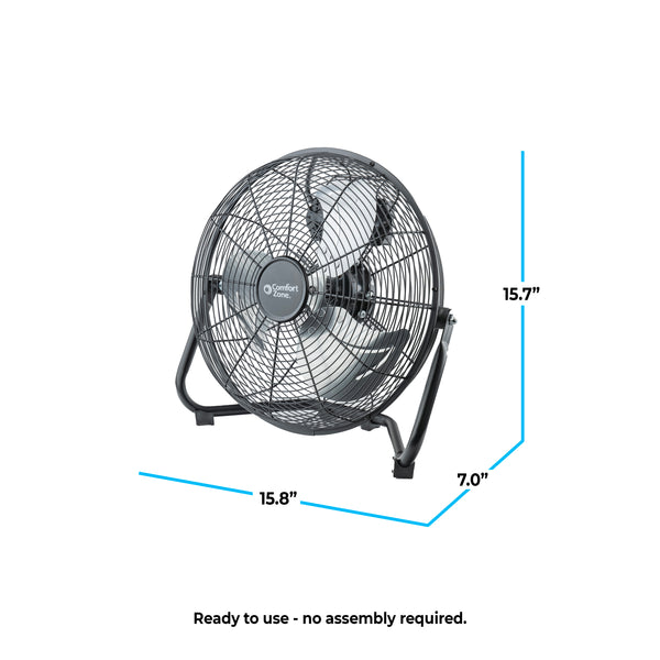 Comfort Zone 12" 3-Speed High-Velocity Floor Fan