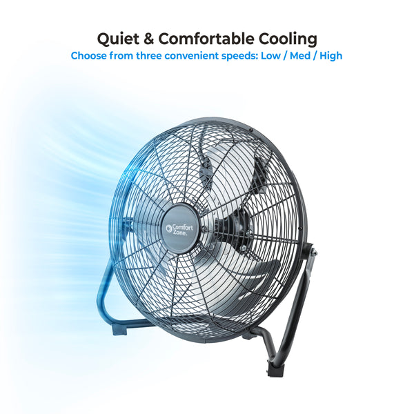 Comfort Zone 12" 3-Speed High-Velocity Floor Fan