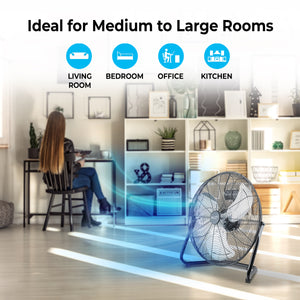 Comfort Zone 20" 3-Speed Floor Fan with 360-Degree Adjustable Tilt