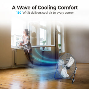 Comfort Zone 20" 3-Speed Floor Fan with 360-Degree Adjustable Tilt