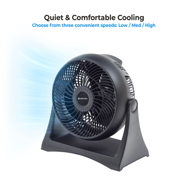 Comfort Zone 8" 3-Speed Wall-Mountable 8-High-Velocity Table Fan