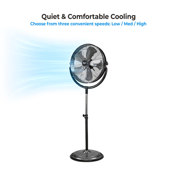 Comfort Zone 20" 3-Speed High-Velocity Industrial Pedesetal Fan
