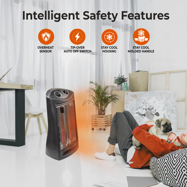 Comfort Zone Fan-Assisted Tower Radiant Quartz Heater