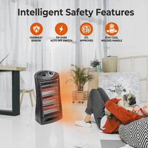 Comfort Zone Radiant Quartz Tower Heater with Adjustable Thermostat
