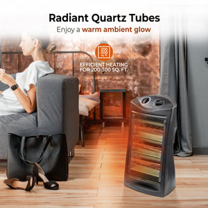 Comfort Zone Radiant Quartz Tower Heater with Adjustable Thermostat