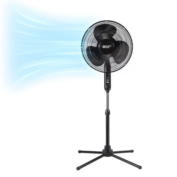 Comfort Zone 16" 3-Speed Adjustable Oscillating Pedestal Fan