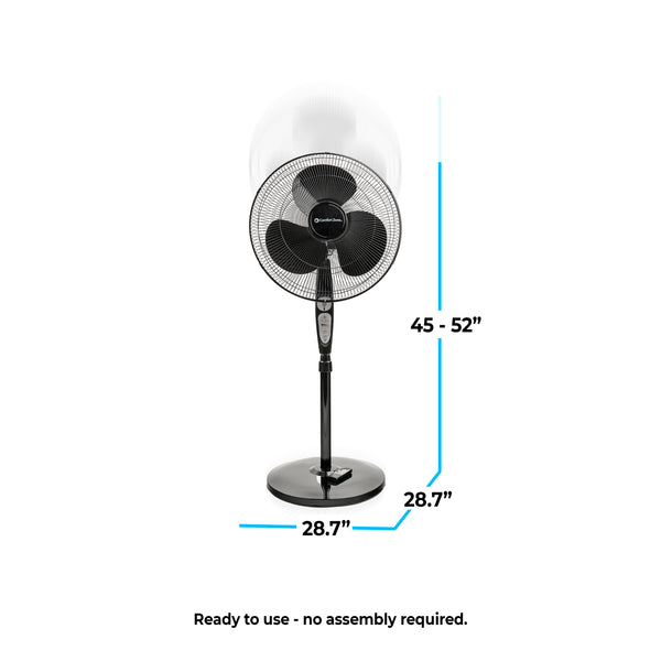 Comfort Zone 18" 3-Speed Oscillating Pedestal Fan with Remote