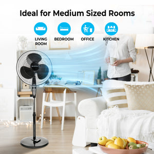 Comfort Zone 18" 3-Speed Oscillating Pedestal Fan with Remote
