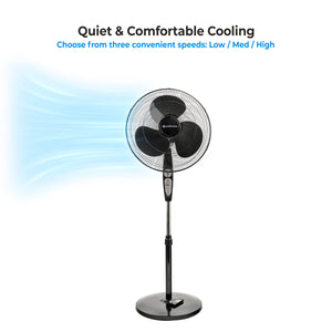 Comfort Zone 18" 3-Speed Oscillating Pedestal Fan with Remote