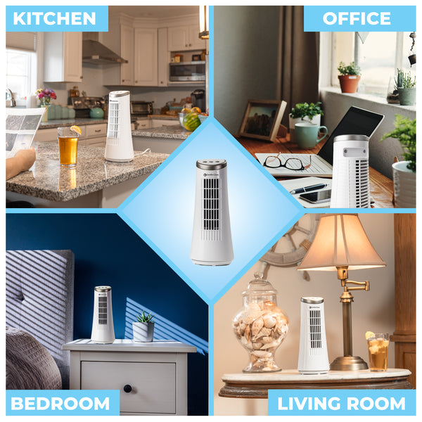 Comfort Zone 12" Oscillating Desktop Tower Fan with Electronic Touch Switches